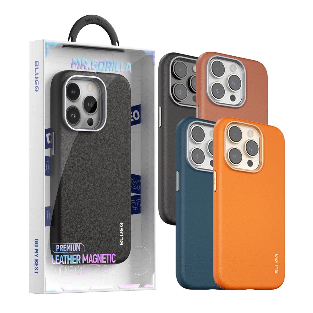 Кожен MagSafe калъф BLUEO за iPhone 15 Pro Max – син