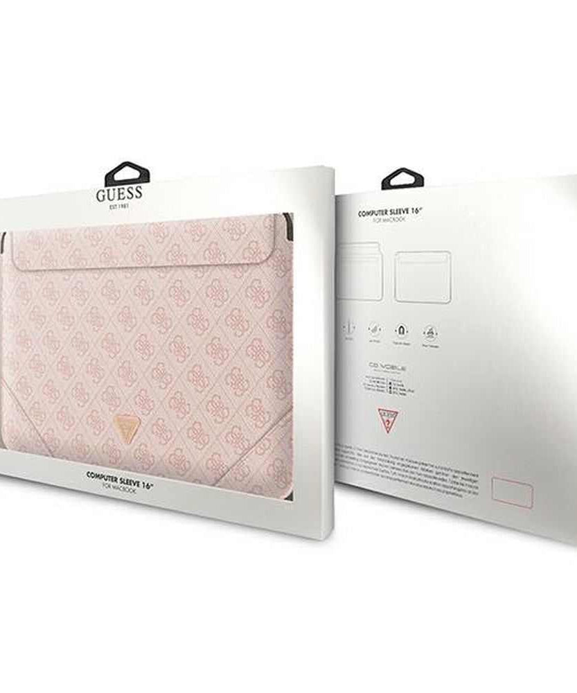 Калъф за лаптоп Guess Sleeve 15/16" Pink 4G Uptown Triangle Logo