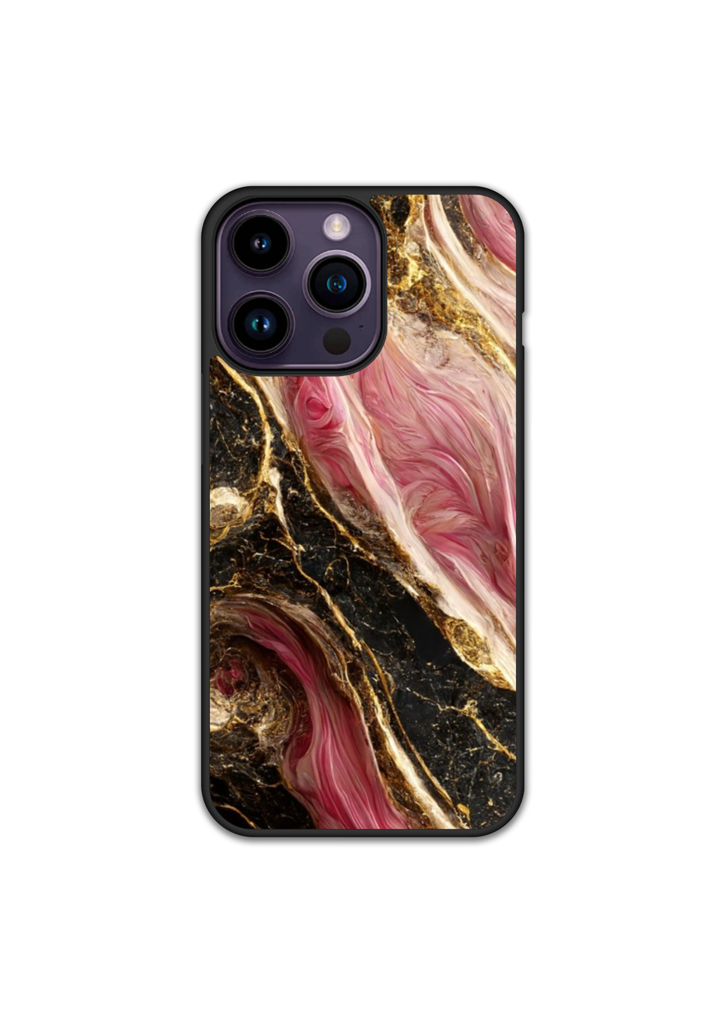 Силиконов Premium Marble Кейс - Black Rose & Gold