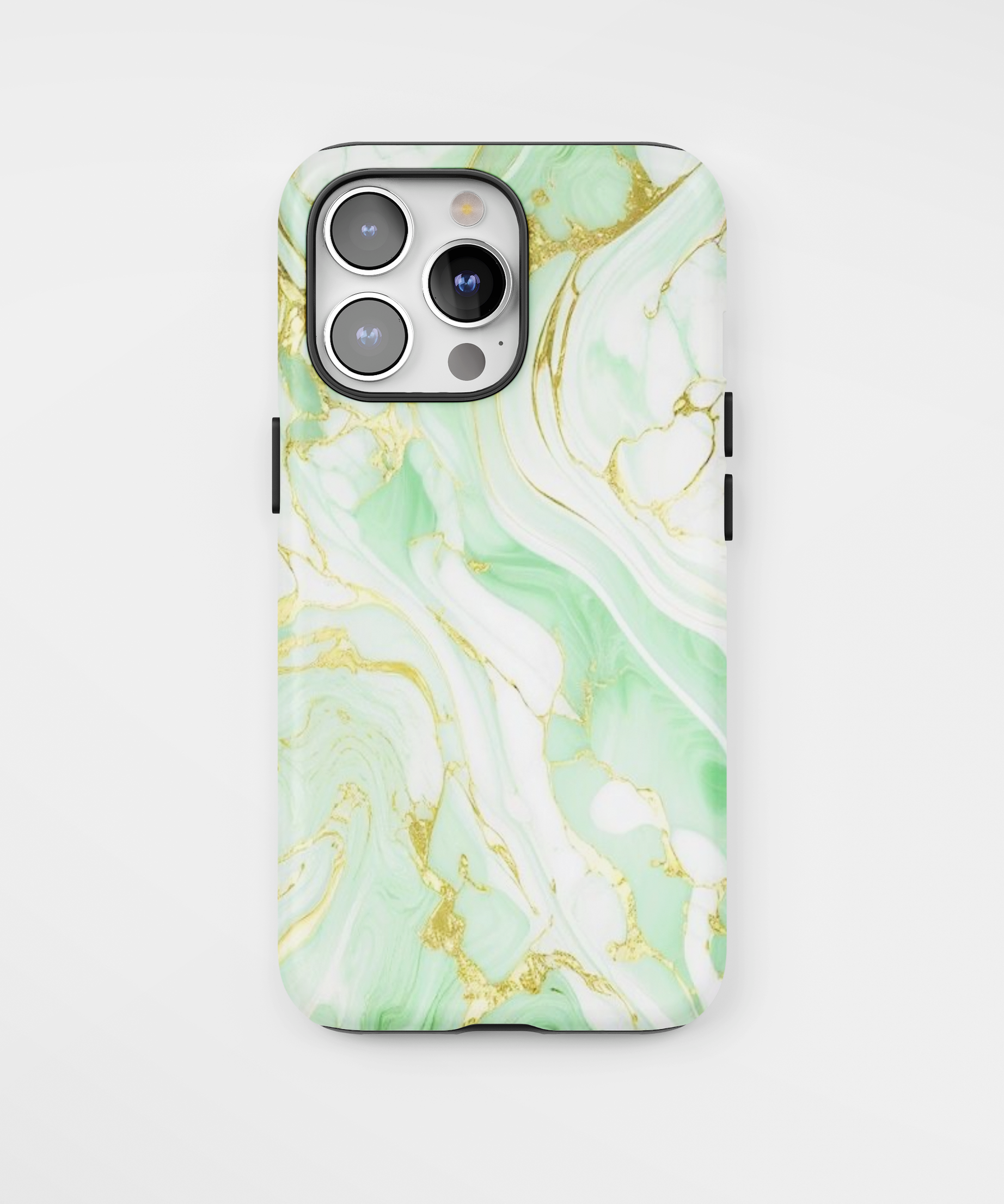 Силиконов Premium Marble Кейс за iPhone - Electric Green & White