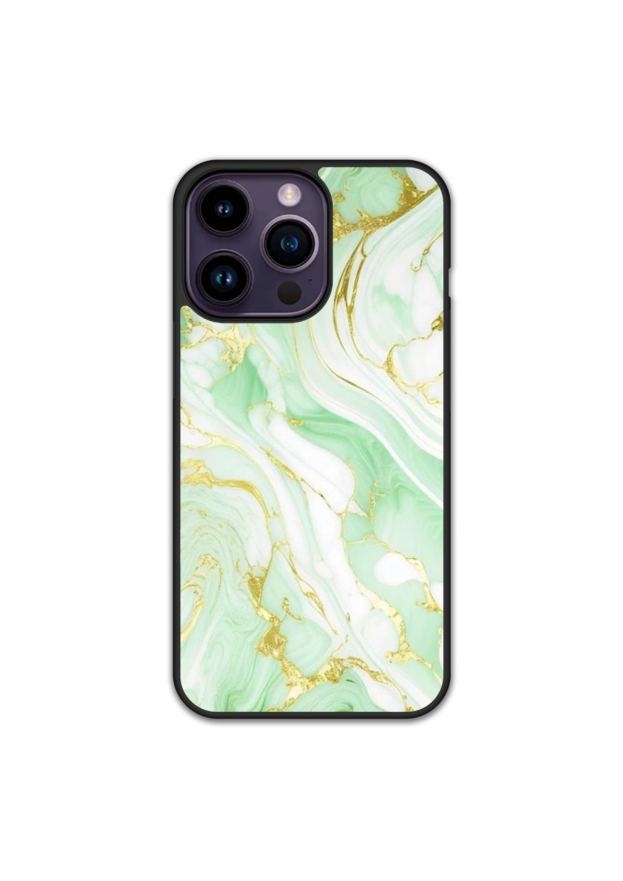 Силиконов Premium Marble Кейс - Electric Green & White