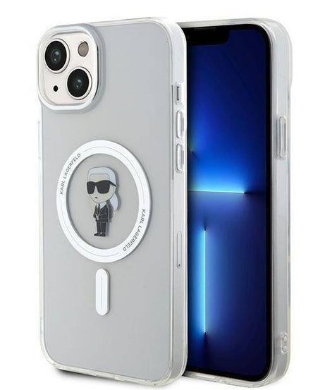 Лицензиран MagSafe калъф за iPhone 15 Pro - Karl Lagerfeld - бял