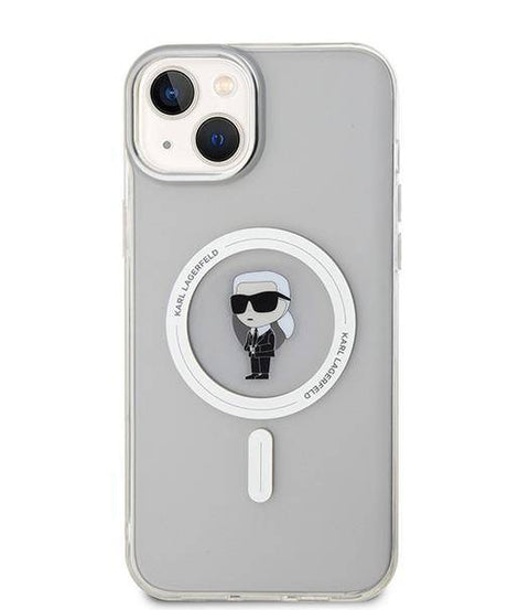Лицензиран MagSafe калъф за iPhone 15 Pro - Karl Lagerfeld - бял