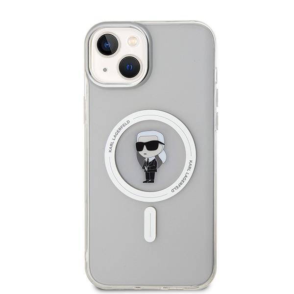 Лицензиран MagSafe калъф за iPhone 15 Pro - Karl Lagerfeld - бял