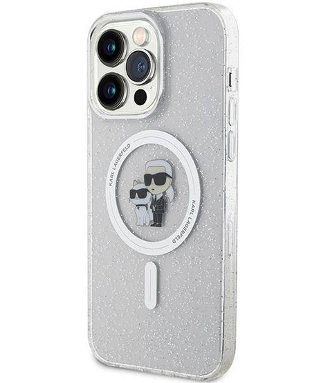 Лицензиран MagSafe калъф за iPhone 15 Pro Max - Karl Lagerfeld - бял