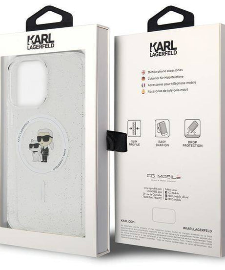 Лицензиран MagSafe калъф за iPhone 15 Pro Max - Karl Lagerfeld - бял