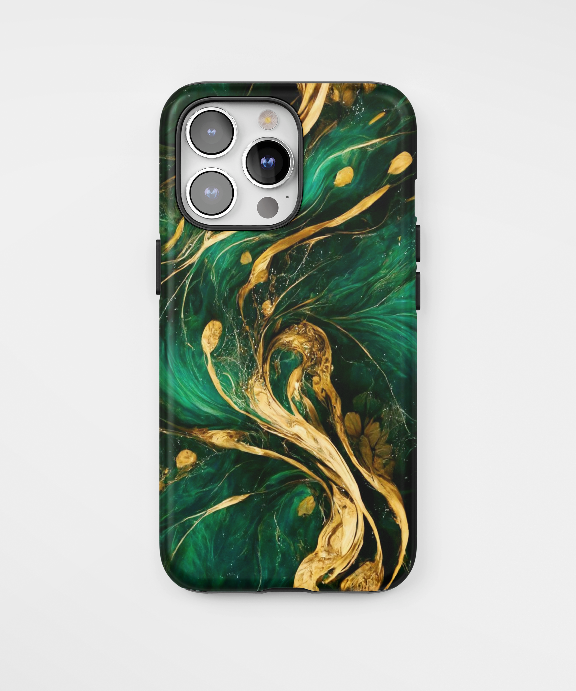 Силиконов Premium Marble Кейс за iPhone - Green Gold