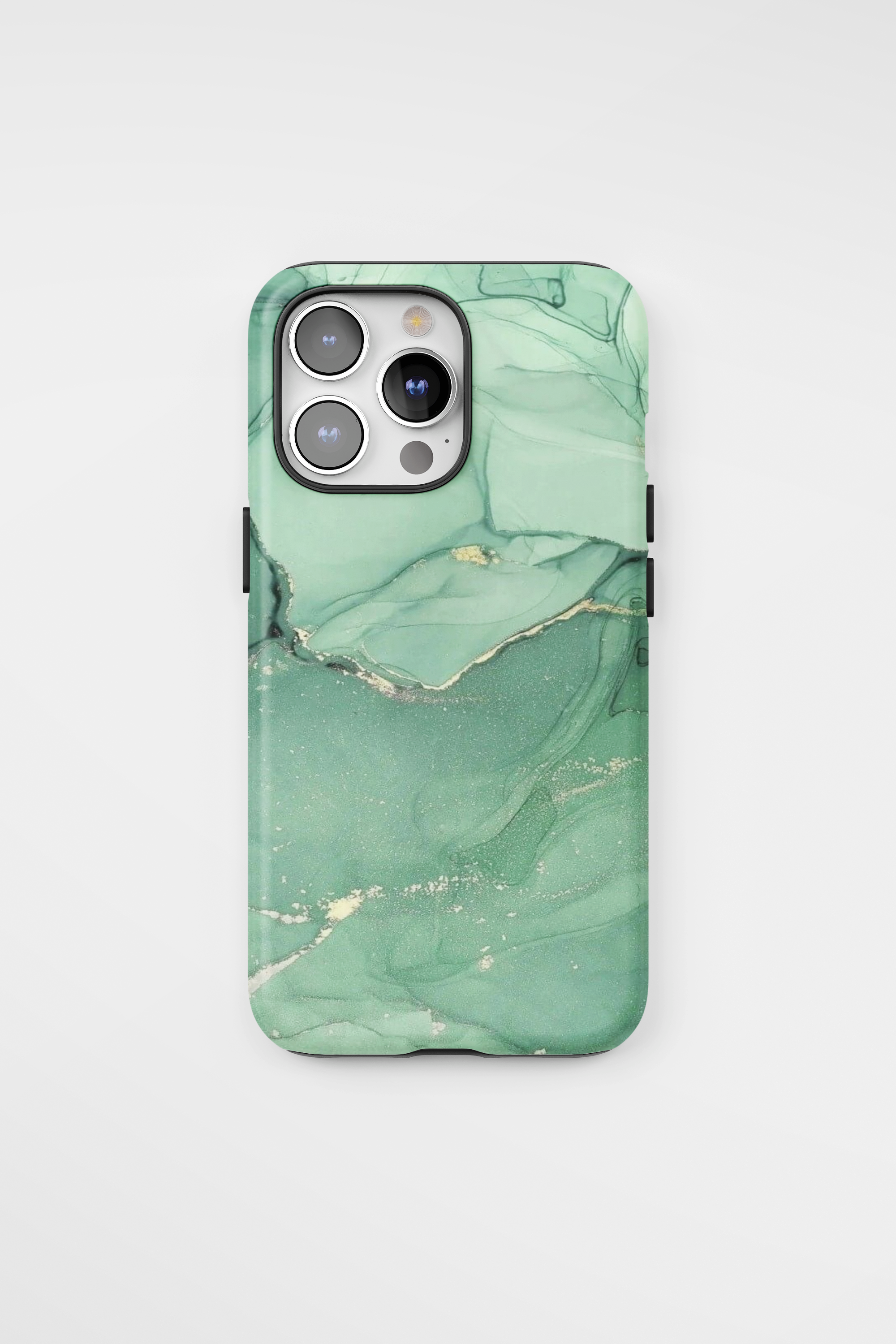 Силиконов Premium Marble Кейс за iPhone - Green Piece