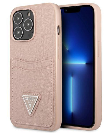 Оригинален кейс за iPhone 13 Pro Max - GUESS Saffiano Triangle Logo Cardslot