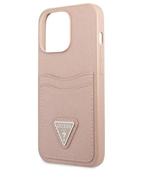 Оригинален кейс за iPhone 13 Pro Max - GUESS Saffiano Triangle Logo Cardslot