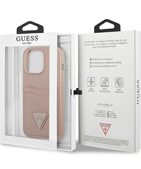 Оригинален кейс за iPhone 13 Pro Max - GUESS Saffiano Triangle Logo Cardslot