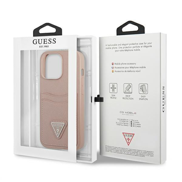 Оригинален кейс за iPhone 13 Pro Max - GUESS Saffiano Triangle Logo Cardslot