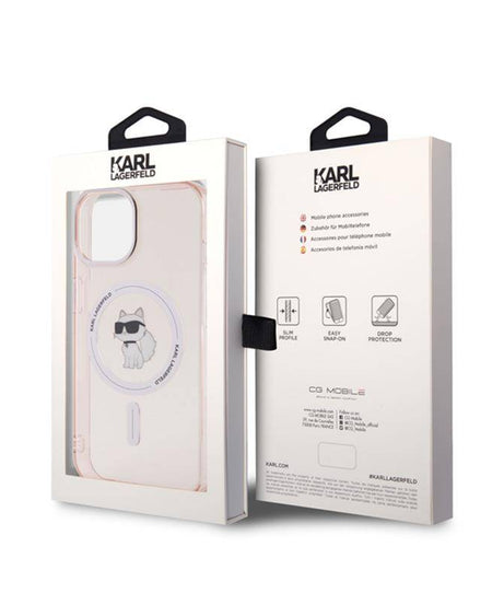 Лицензиран MagSafe калъф за iPhone 15 Pro Max - Karl Lagerfeld - розов