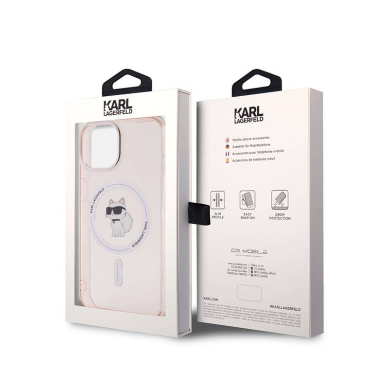 Лицензиран MagSafe калъф за iPhone 15 Pro Max - Karl Lagerfeld - розов