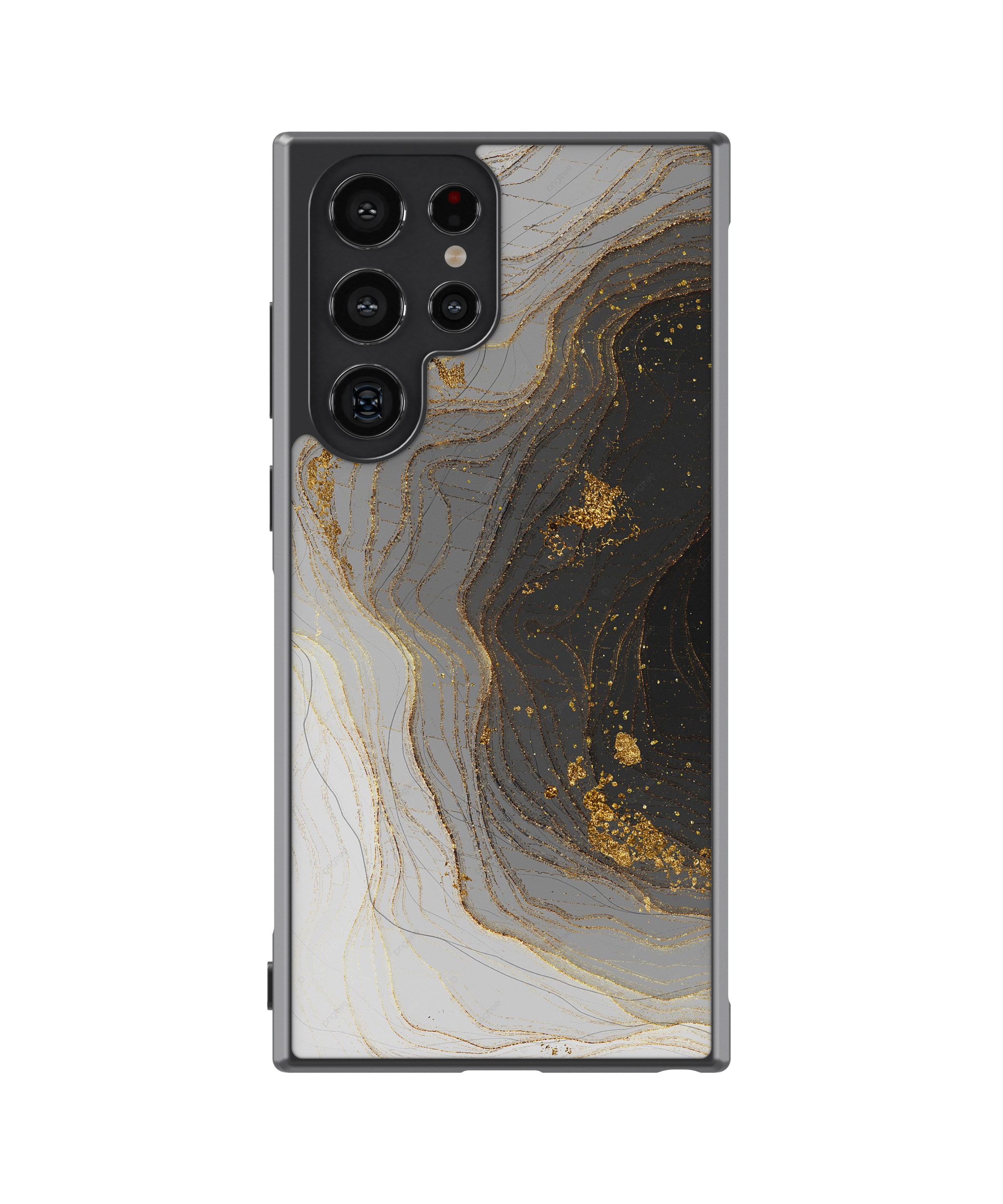 Силиконов Premium Marble Кейс - Golden White