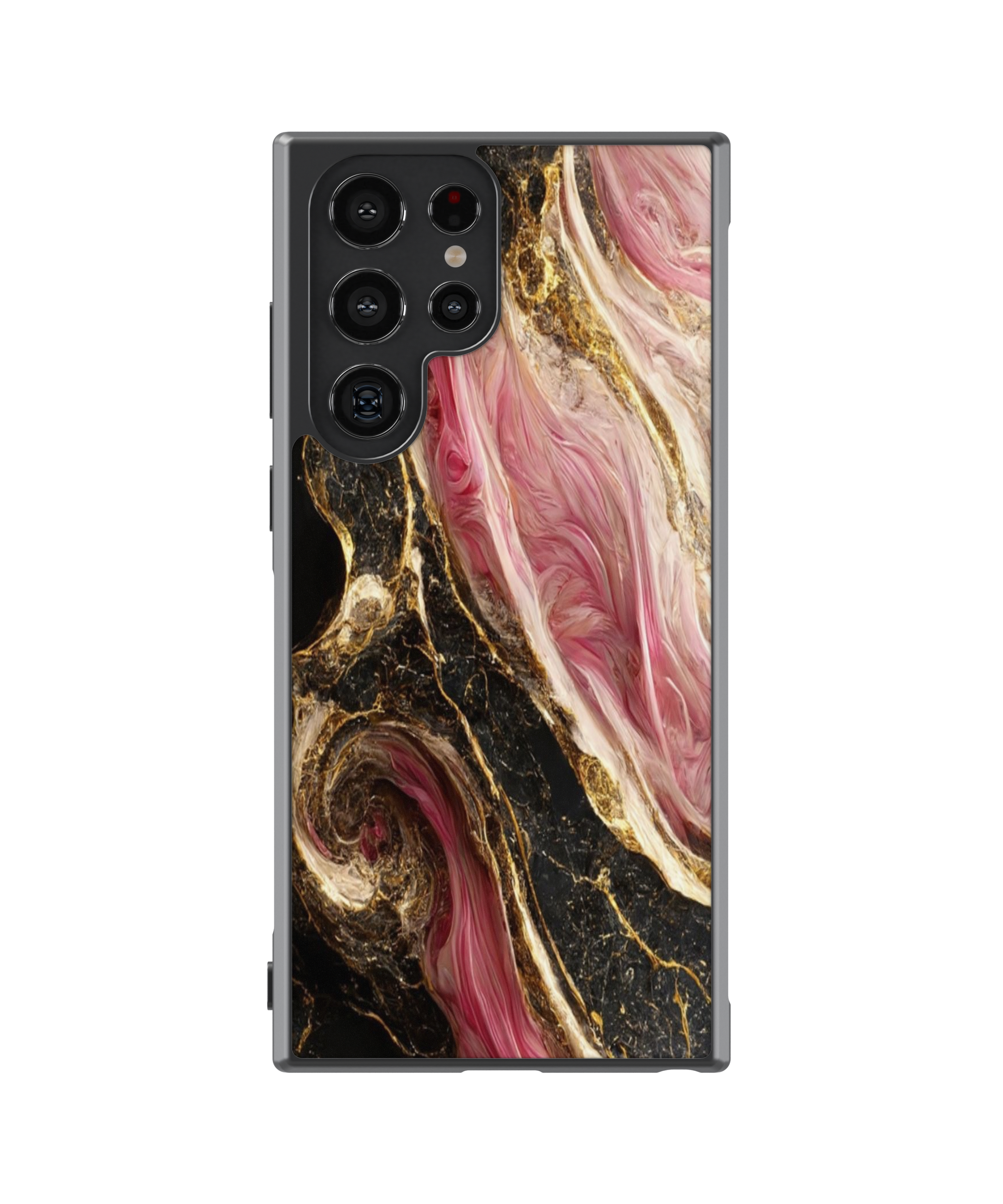 Силиконов Premium Marble Кейс - Black Rose & Gold