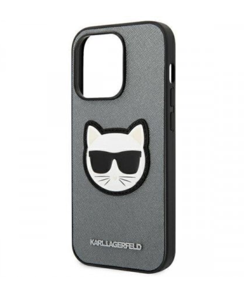 Оригинален кейс за iPhone 14 Pro - Karl Lagerfeld  Saffiano Choupette Head Patch