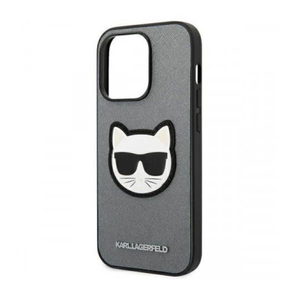 Оригинален кейс за iPhone 14 Pro - Karl Lagerfeld  Saffiano Choupette Head Patch