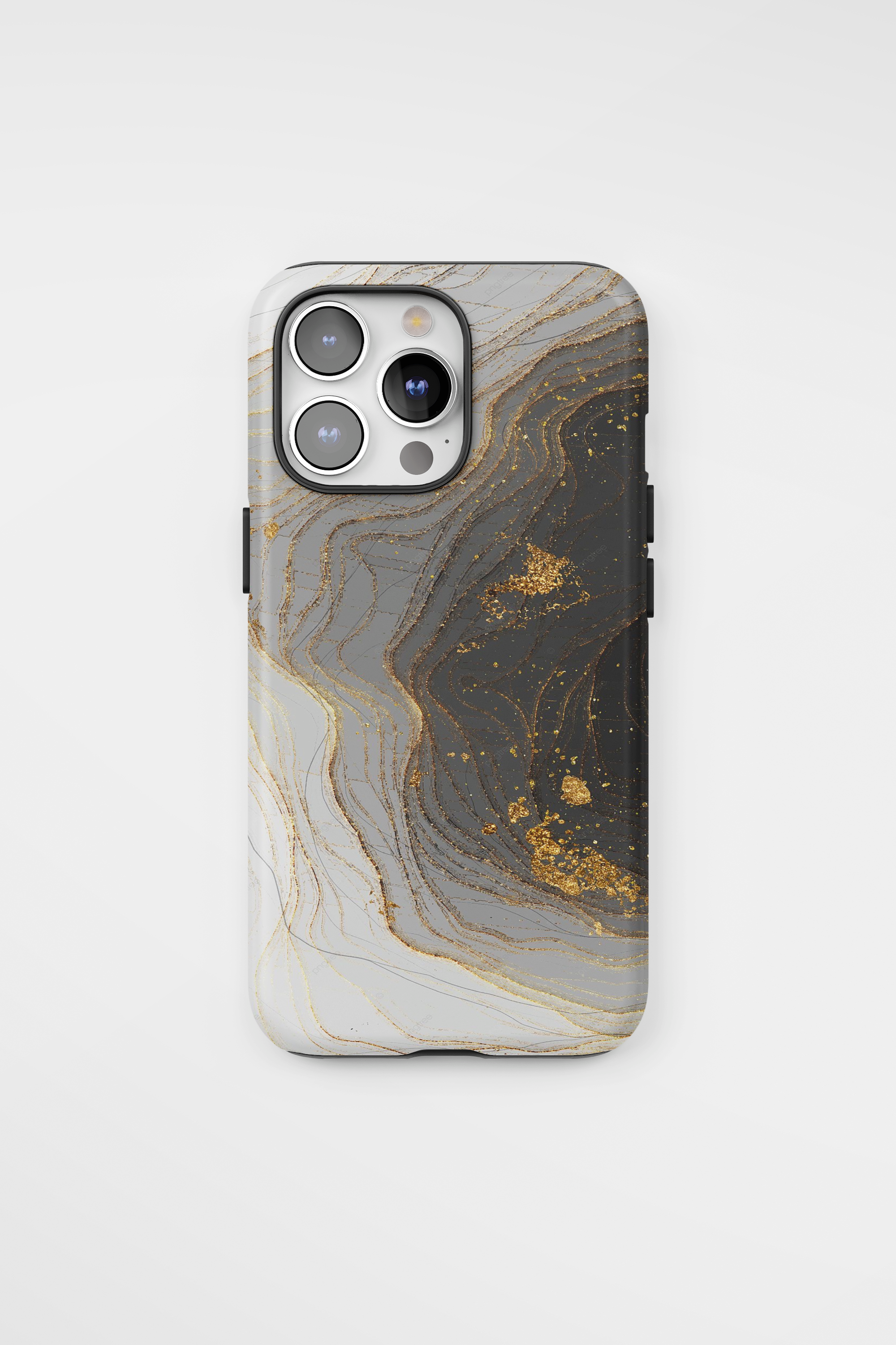 Силиконов Premium Marble Кейс за iPhone - Golden White