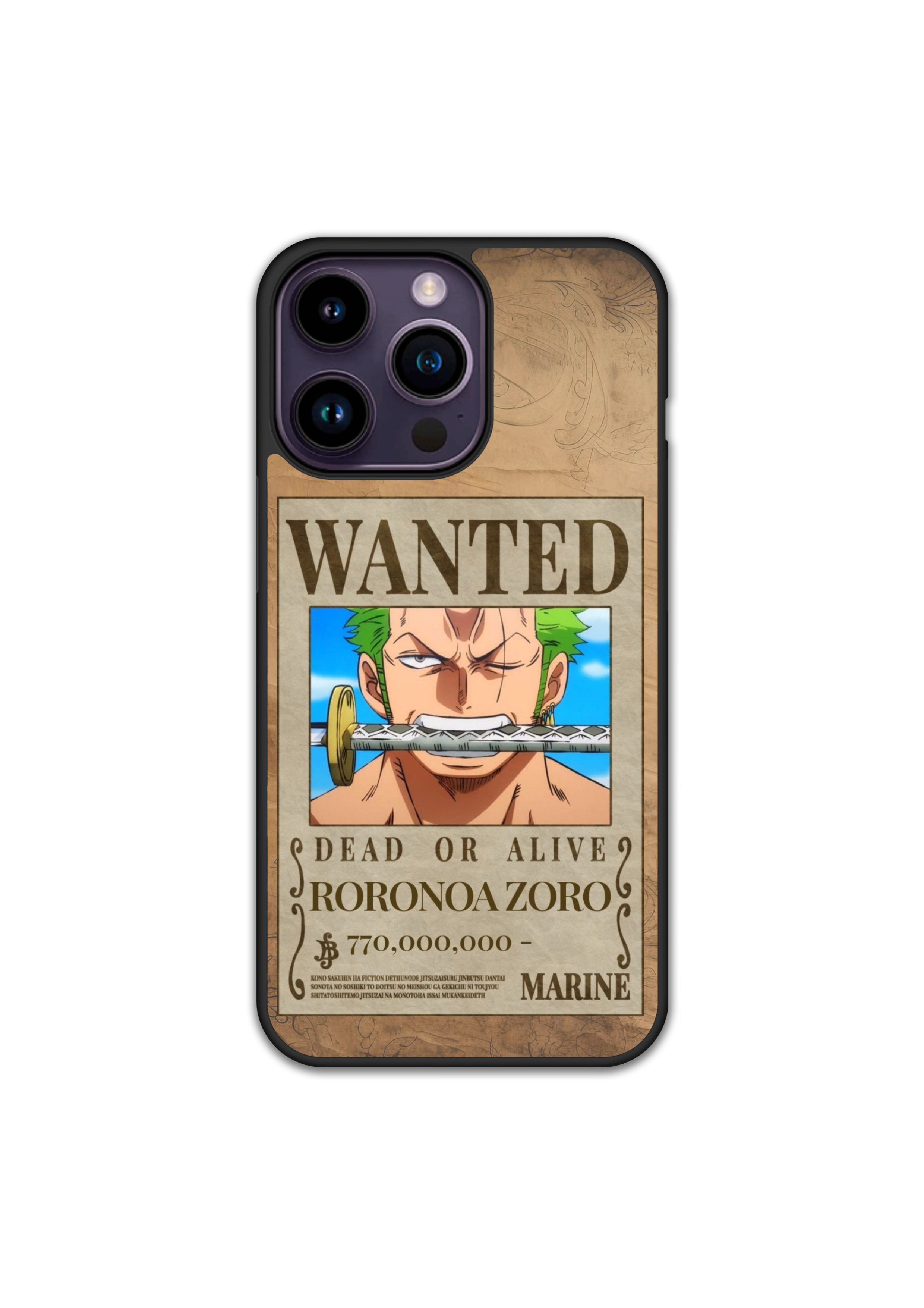 Силиконов One Piece Кейс - Zoro Wanted Poster