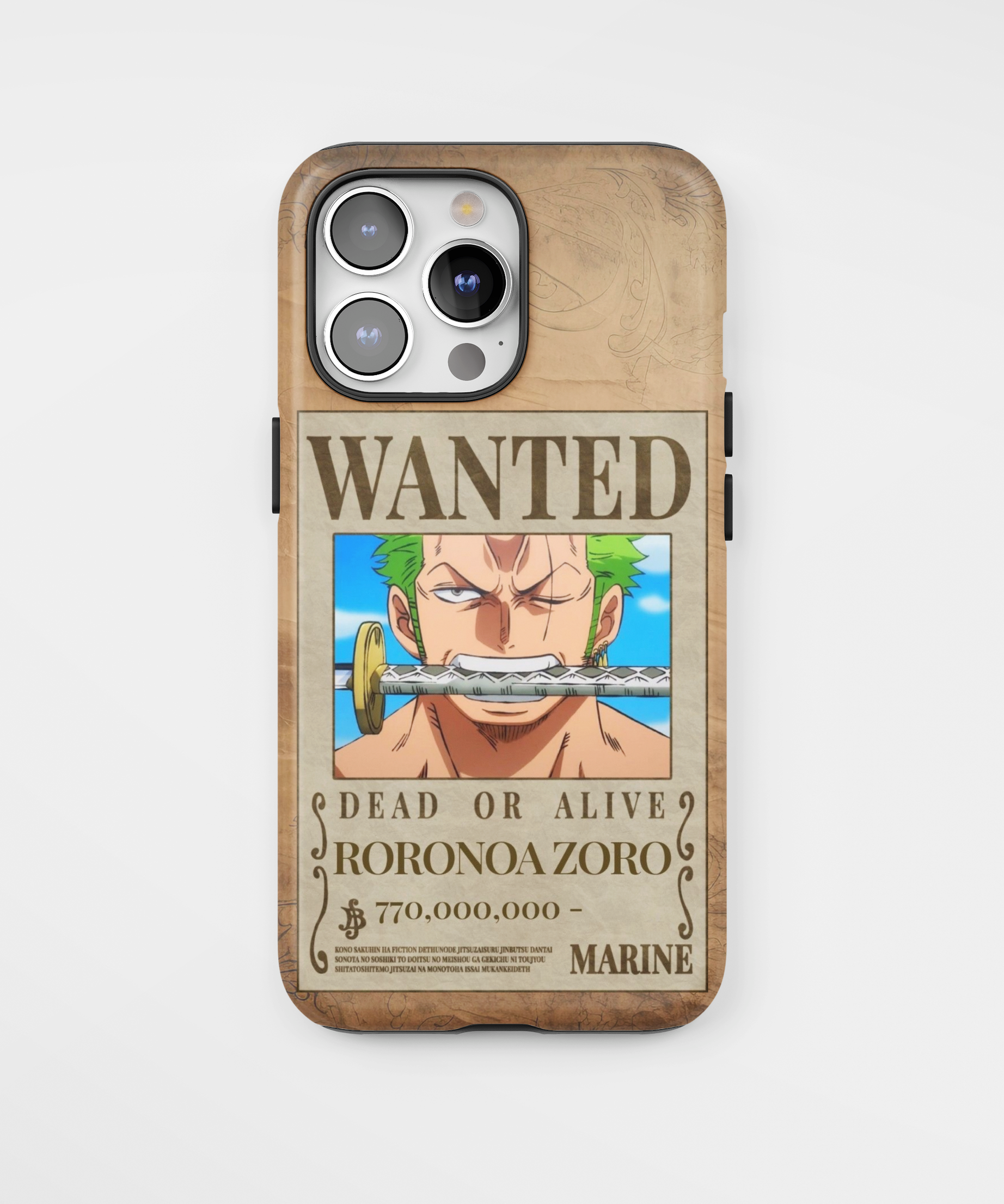 Силиконов One Piece Кейс за iPhone - Zoro Wanted Poster